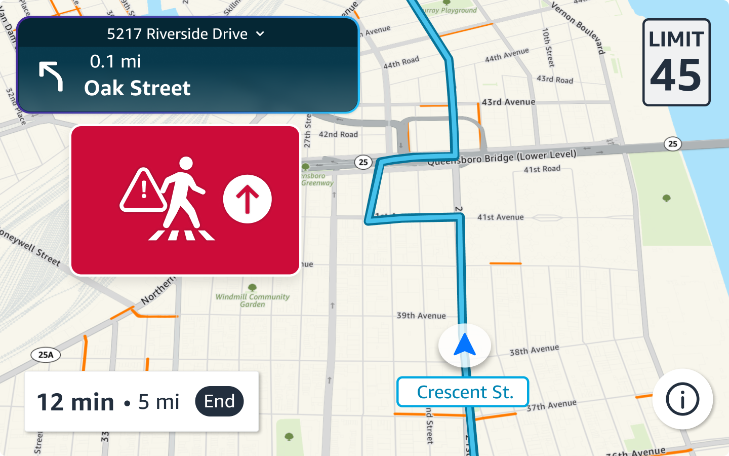 Direction 2 — arrow-based pedestrian alert